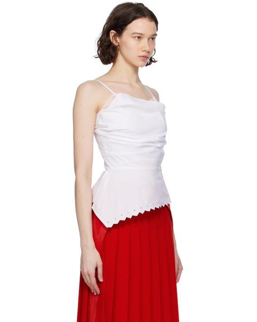 Camisole drapée blanche Pushbutton en coloris Red