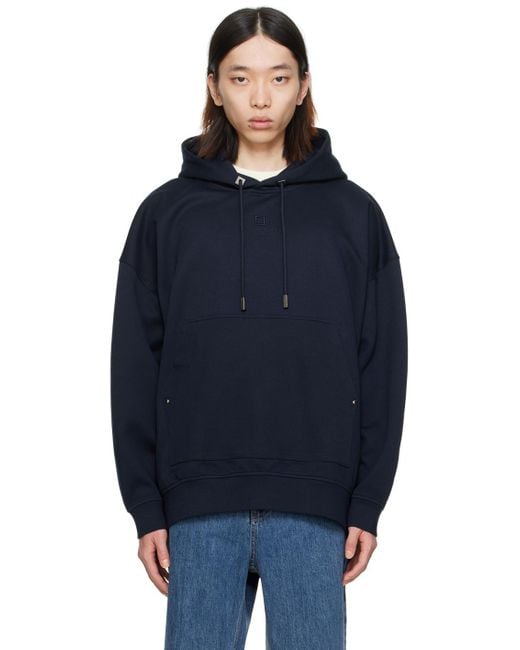 Wooyoungmi Blue Navy Sleeve String Hoodie for men