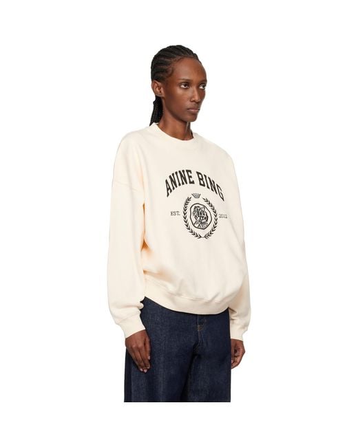 Anine Bing White Off- Miles Collegiate Sweatshirt