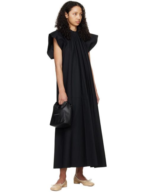 Robe longue noire à fronces MM6 by Maison Martin Margiela en coloris Black