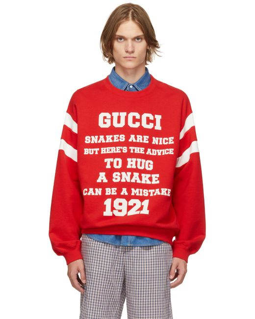 Gucci Red 'snakes Are Nice' Sweatshirt for men