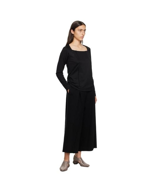 Issey Miyake Black Tucked Square Long Sleeve T-shirt