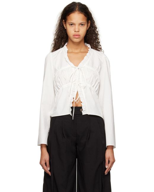 TheOpen Product White Ruched Blouse