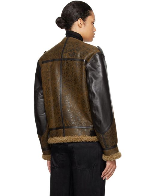Givenchy Black Brown Cracked Leather Jacket