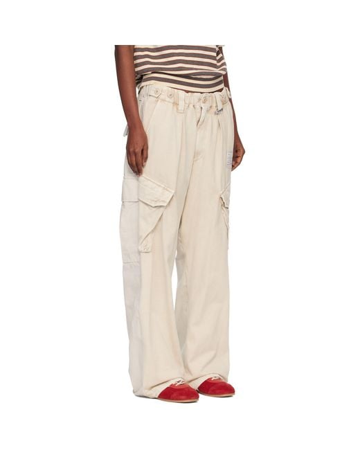Maison Mihara Yasuhiro Natural Off- Front Back Combined Cargo Pants
