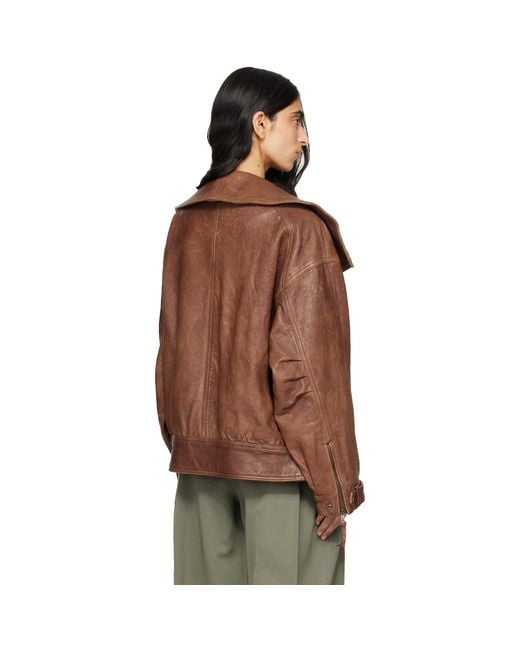 Balmain Brown Lambskin Bomber Jacket