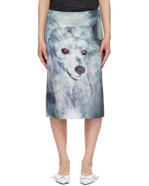 Ashley Williams Blue Poodle Midi Skirt