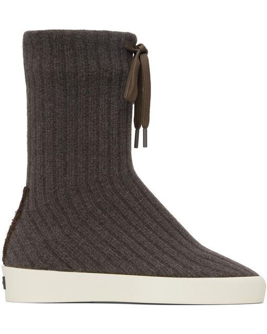 Fear Of God Brown Moc Knit High Sneakers for men