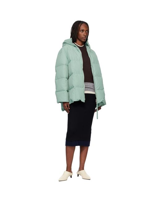 Jil Sander Green Quilted Down Jacket