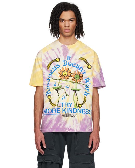 T-shirt 'try more kindness' mauve et jaune ONLINE CERAMICS pour homme en coloris Multicolor