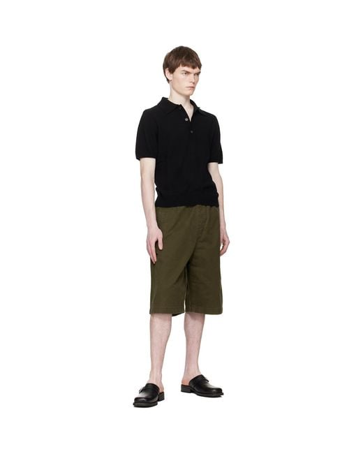 Entire studios Black Short Sleeve Knit Polo for men