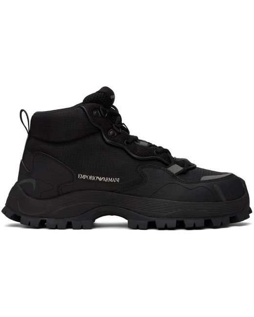 Emporio Armani Black lugged Boots for men