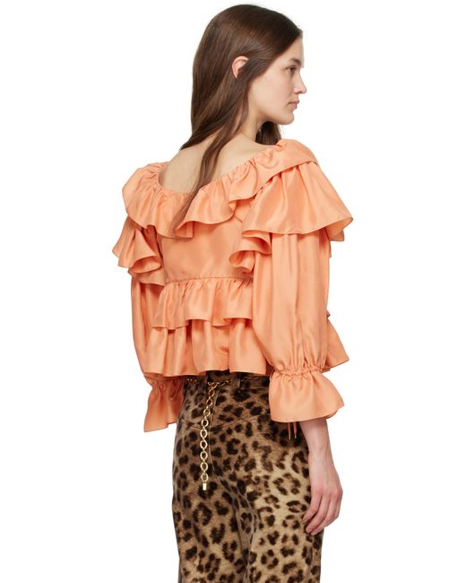 Chloé オレンジ クロップド ラッフルブラウス Orange