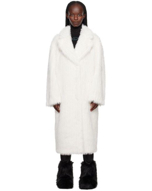Stand Studio Offwhite Genevieve Fauxfur Coat in Black Lyst