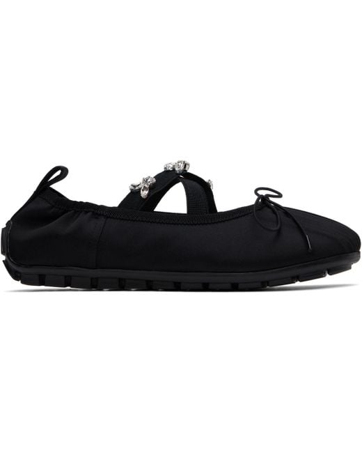 Simone Rocha Black Embellished Grip Ballerina Flats