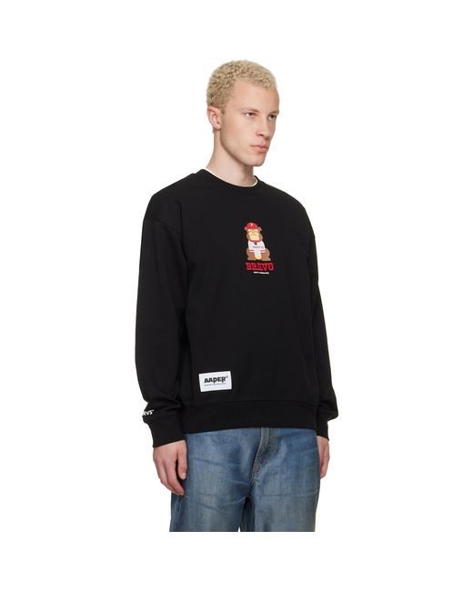 Aape By A Bathing Ape Black 'Aaper' Crew Neck Sweatshirt for men