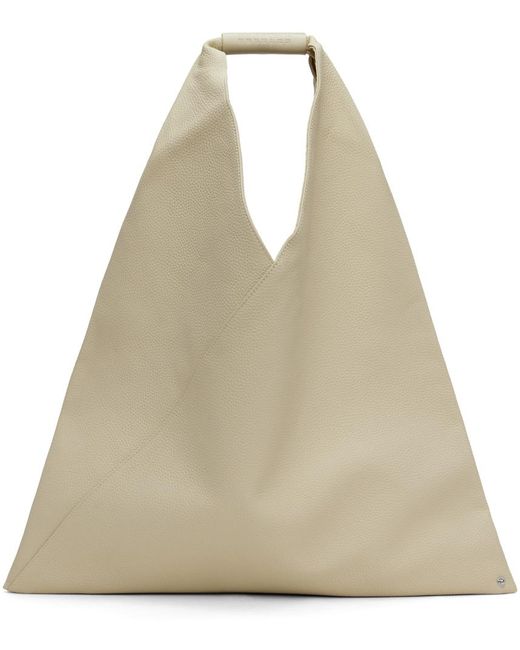 MM6 by Maison Martin Margiela Natural Off-white Classic Triangle Tote for men