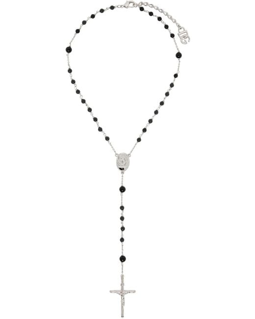 Dolce & Gabbana Black Rosary Cross-pendant Necklace