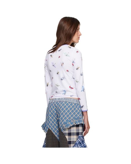 Chopova Lowena White Floral Buggy Fitted Jersey T-Shirt