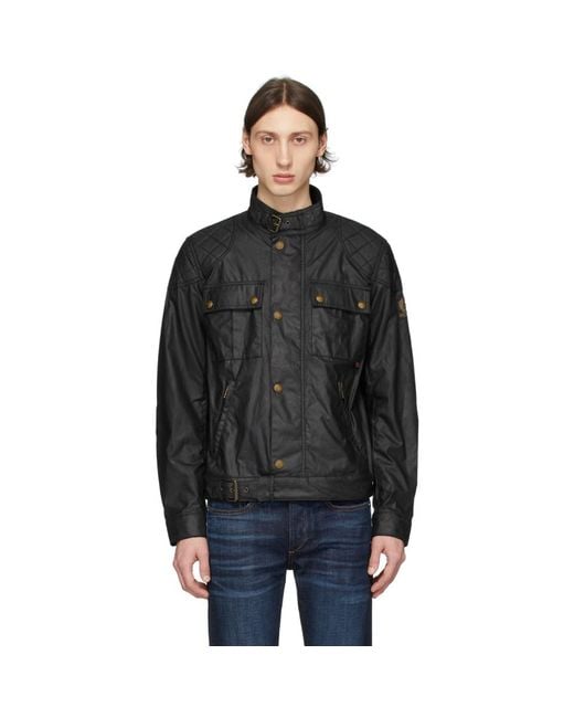 Belstaff Brookstone Waxed Cotton Jacket in Black for Men | Lyst
