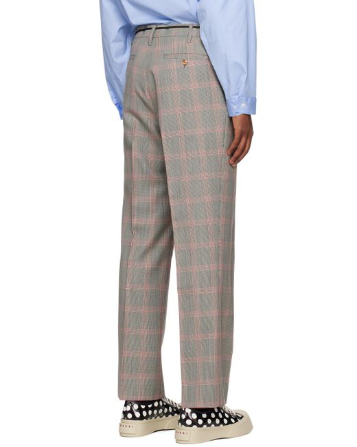 Marni Multicolor Gray Check Trousers for men