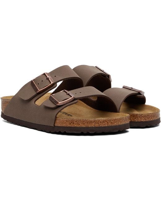 Birkenstock Brown Regular Arizona Birkibuc Sandals for men