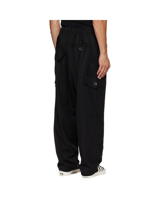 Y-3 Black Wool Utility Cargo Pants for men