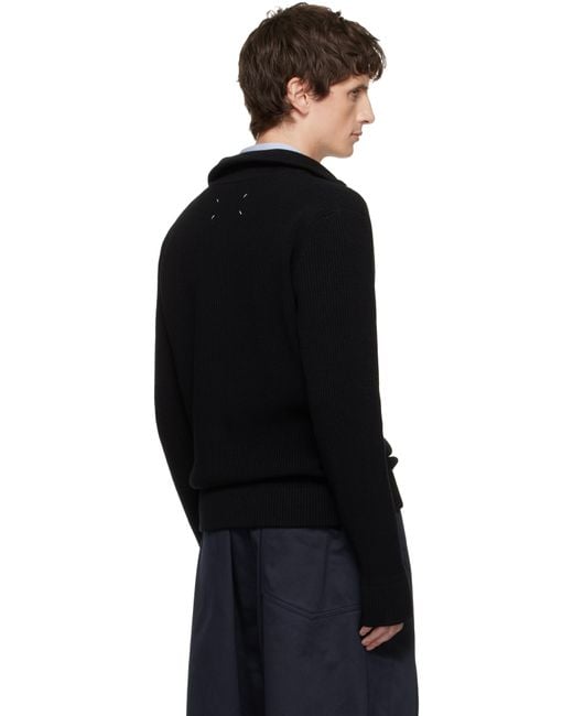 Maison Margiela Black Knit Zip-Up Jacket for men