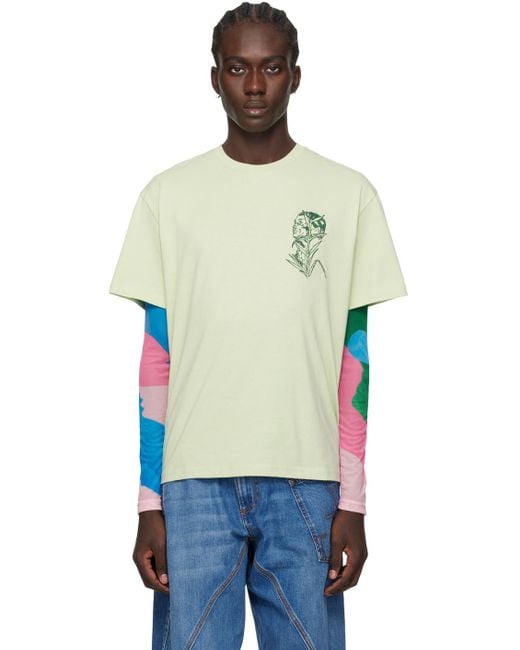 J.W. Anderson Multicolor Green Embroidered T-shirt for men