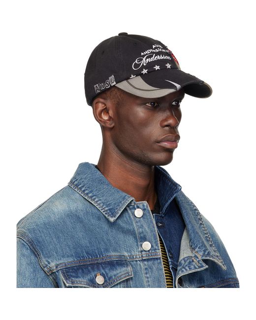 ANDERSSON BELL Blue Khaki Camouflage Split Paneled Cap for men