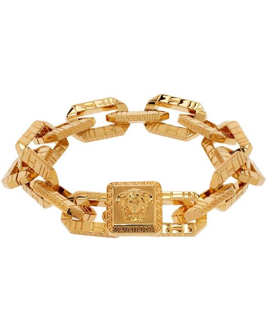 Versace Metallic Gold Greca Quilting Bracelet