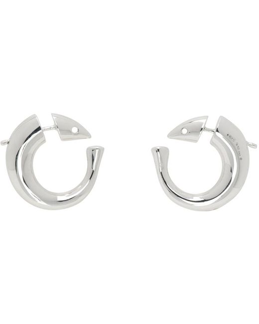 Bottega Veneta Black Silver Hoop Earrings
