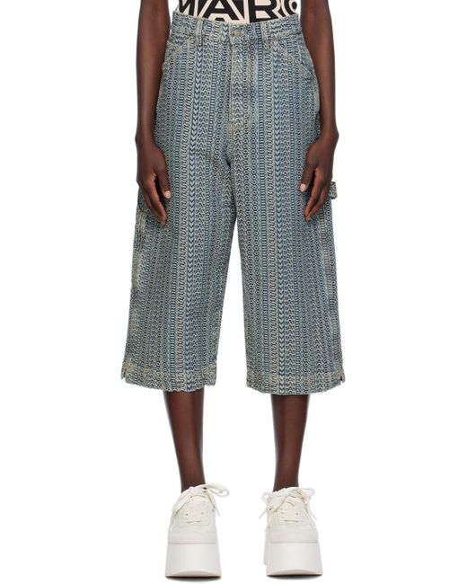 Marc Jacobs Black Blue 'the Washed Monogram' Denim Shorts
