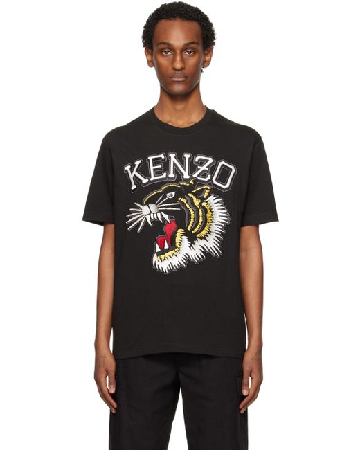KENZO Black Paris Varsity Tiger T-shirt for men