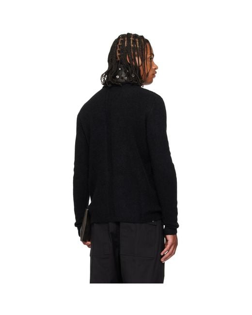 Rick Owens Black Concordians Ls Grid Knit Sweater for men