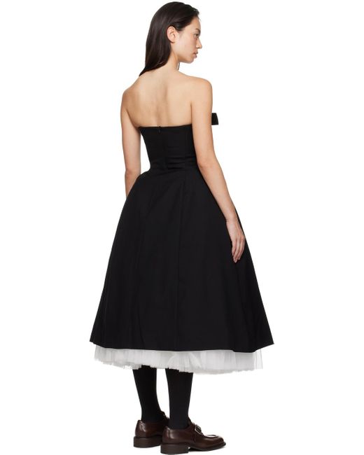 ShuShu/Tong Black Bow-Embellished Bandeau Midi Dress