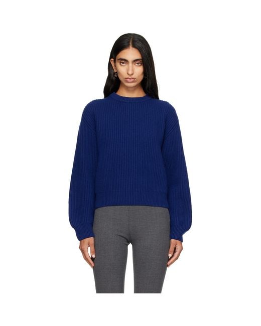 Jil Sander Blue Wool Crew-Neck Sweater