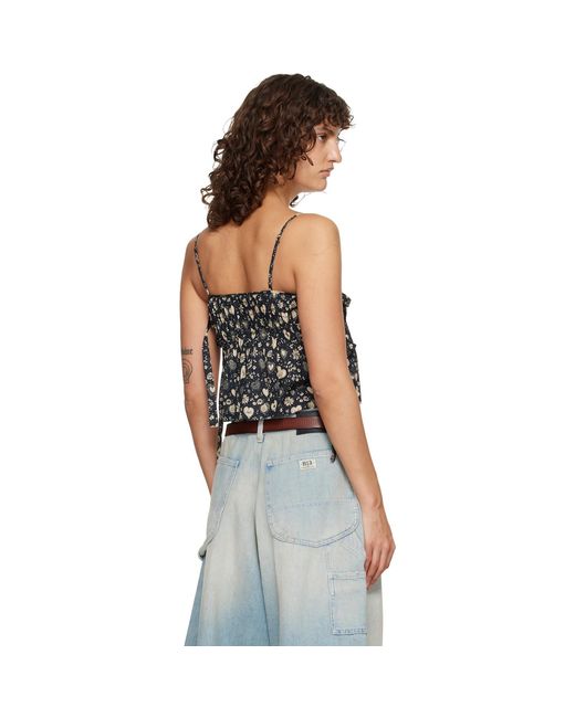 R13 Black Square Neck Tie Camisole