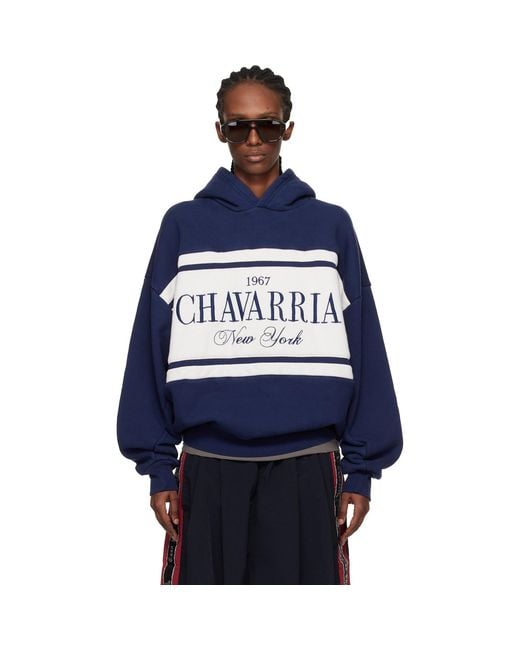 Willy Chavarria Blue 'Chavarria' Stripe Gilroy Hoodie