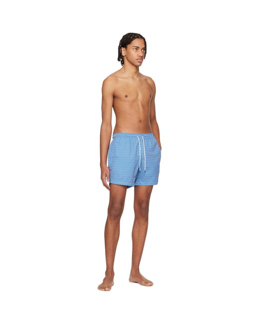 Boss Blue Micro-Print Swim Shorts for men
