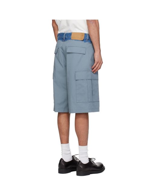 MM6 by Maison Margiela Blue Denim Waistband Cargo Shorts for men