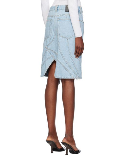 Jupe Midi Bleue En Denim À Assemblage En Spirale Mugler en coloris Blue
