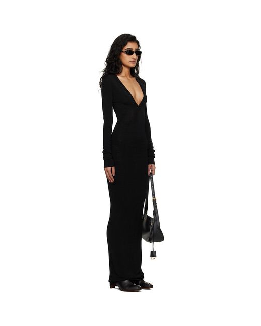 Entire studios Black Long Sleeve V Neck Maxi Dress