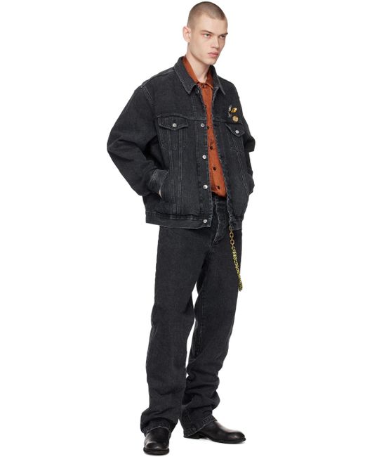 Song For The Mute Black Faded Denim Jacket for men