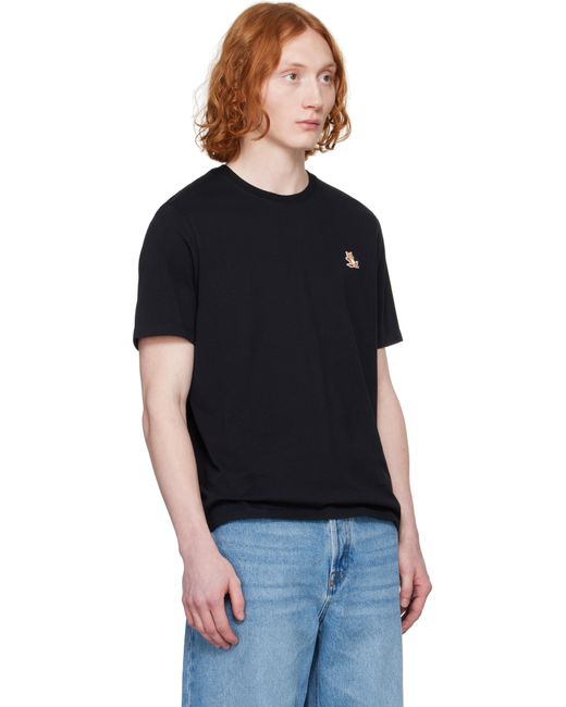 メンズ Maison Kitsuné ブラック チラックスフォックス パッチ レギュラー Tシャツ Black