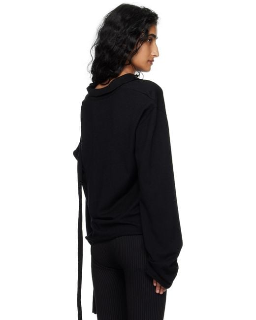 OTTOLINGER Black Deconstructed Knit Longsleeve Polo