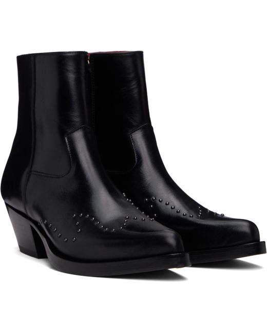 Ernest W. Baker Black Studded Western Boots for men