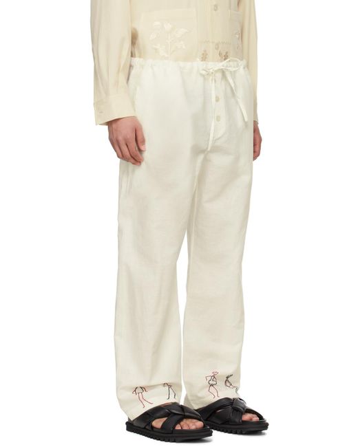 Pantalon blanc à images brodées Bode pour homme en coloris Natural