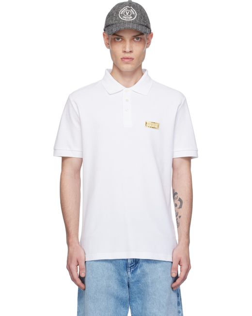 メンズ Versace Jeans Couture ホワイト ロゴ スリムフィット ポロシャツ White