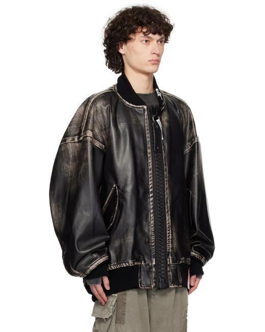 メンズ Maison Mihara Yasuhiro ブラック Amateur Sewn Like Big Zip フェイクレザー ボンバージャケット Black